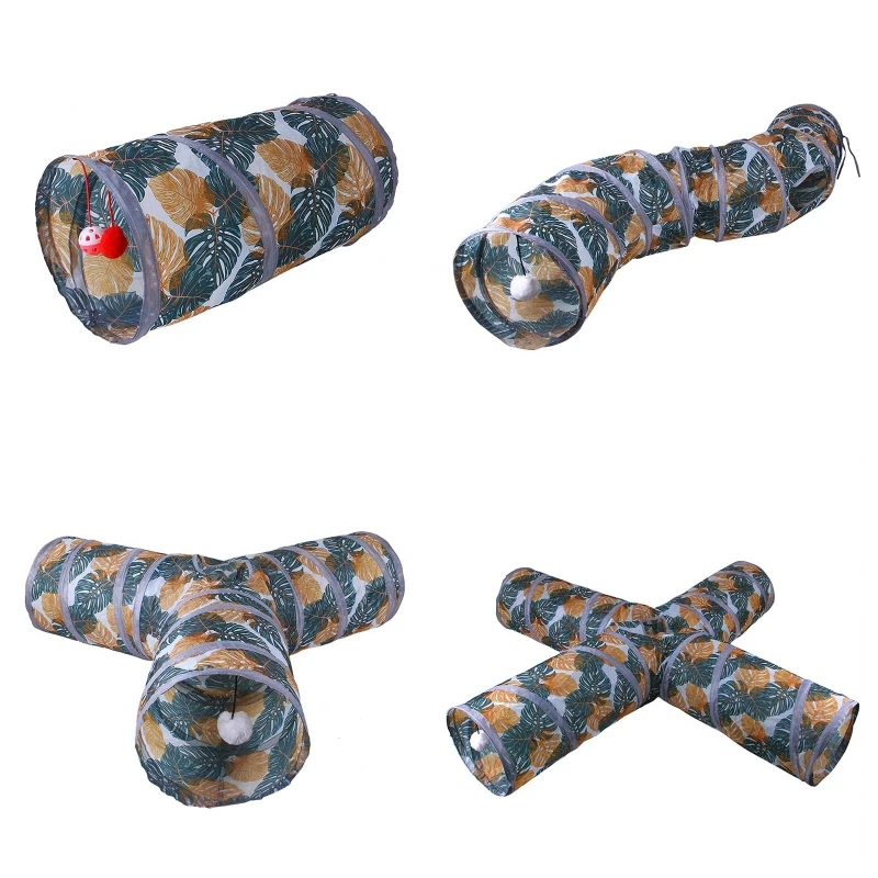 

Collapsible Tunnel Tube Kitten 3/4 Way Tube Toys + Peek Hole for Ferret Rabbit Keep Pet from Boredom with Ball