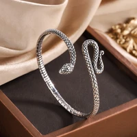 vintage silver color snake shape cuff bangle bracelet for men women adjustable bracelet punk cool hip hop jewelry accessories