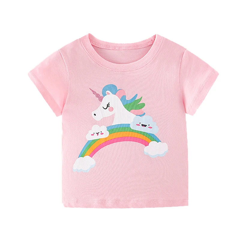

Unicorn Girls T-Shirt Summer Children for Children's Kids Tee Kid's Shirts Baby Toddler Cotton Cartoon Girls Tops Clothing Short