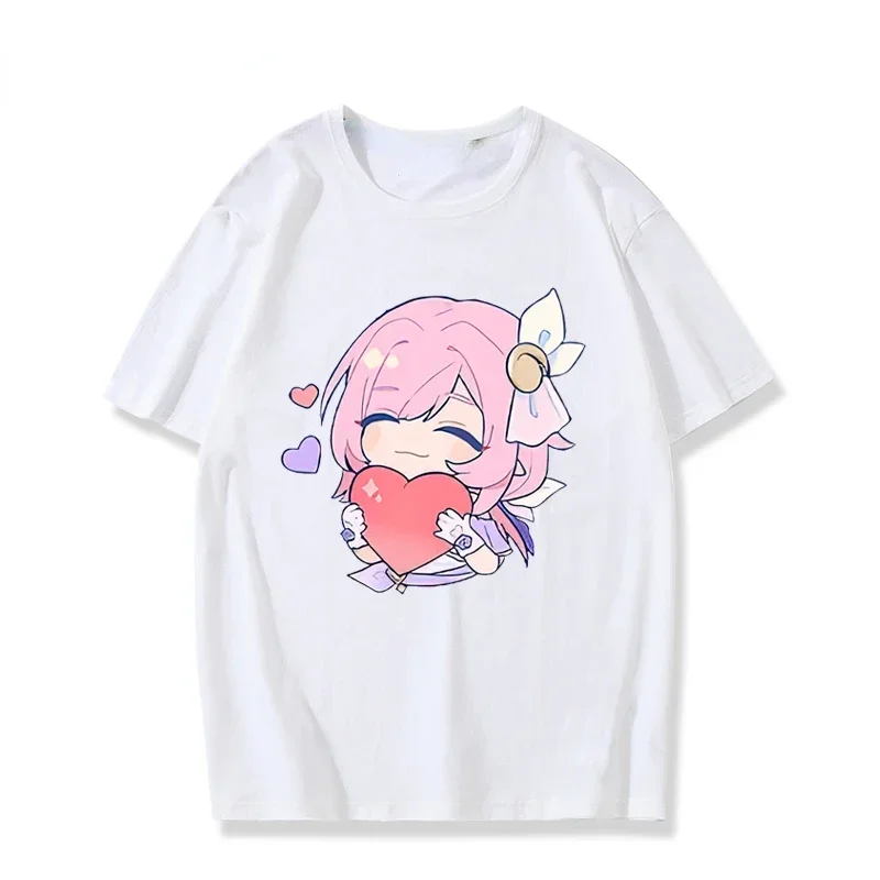 Футболка унисекс с японским аниме принтом Honkai Impact 3 Kawaii Elysia Fans COS летняя модная