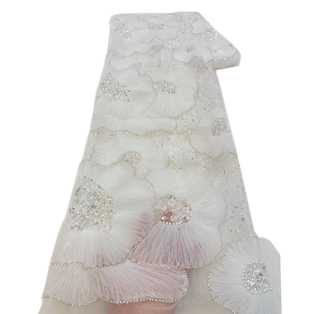 Африканский модный дизайн 3D вышивка ручной работы гребешок кружево с бусинами