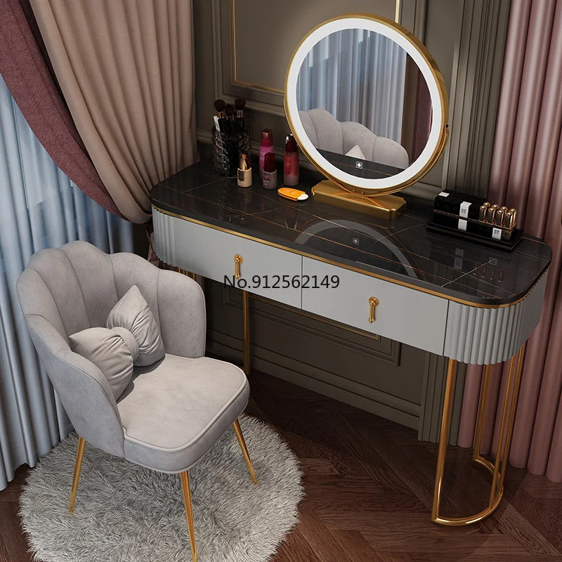 

Nordic Luxury Dressing Table Bedroom Modern Minimalist Flower Makeup Table Storage Cabinet Toaletka Z Lustrem Bedroom Furniture