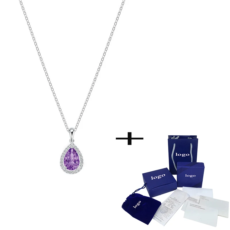 

New Fashion Fresh Pendant Simple Temperament Purple Crystal Necklace Ladies Luxury Jewelry For Girlfriend Best Romantic Gift