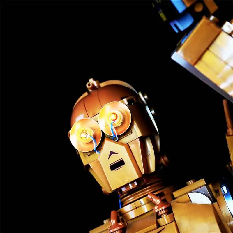 Фото Набор светодиодного освещения премиум-класса для Lego 75398 C-3PO (только светодиоды, без блоков-конструкторов) Идеально подходит и обеспечивает яркое свечение. №2