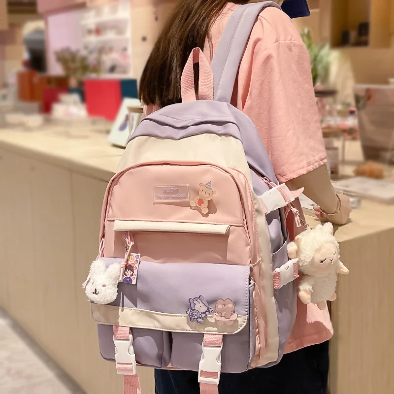 

Girl Travel Waterproof Kawaii School Bag Trendy Female College Backpack Fashion Women Laptop Book Bag Lady Student Backpack Cute