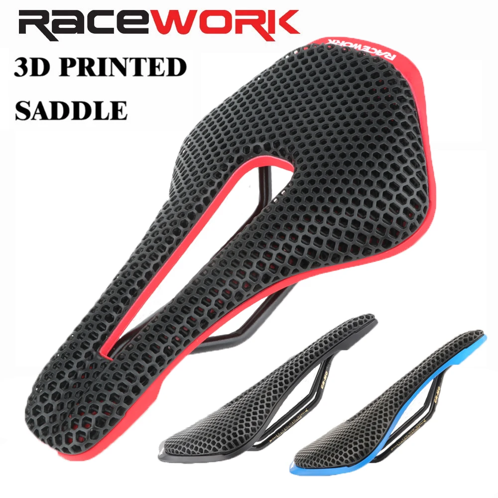 

RACEWORK MTB Road Bike 3D Printing Chrome Molybdenum Steel Comfort Honeycomb Riding Triathlon Racing Saddle Saddle Cushion Seat