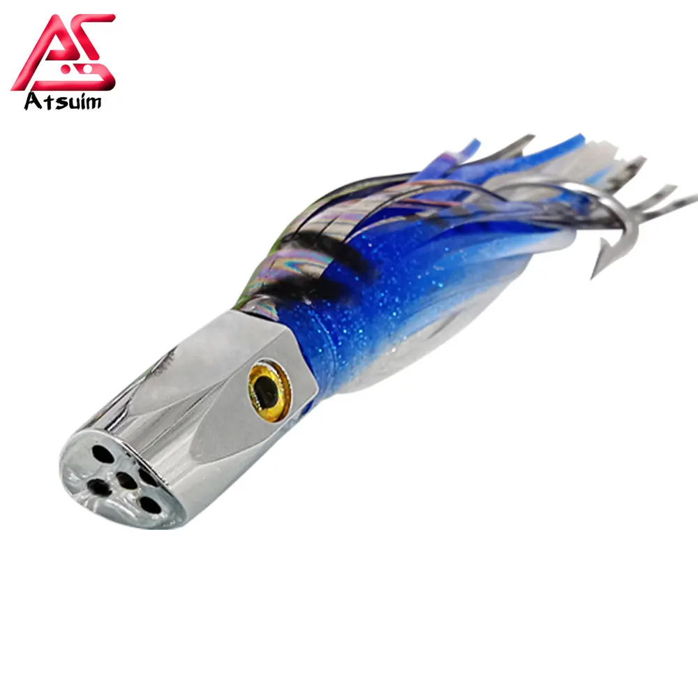 

AS Leurre Octopus Squid Skirt Trolling Bait Seawater Lure Pesca 21cm110g Copper Head Angler Drag Fishing Marlin Tuna Boat Leurre