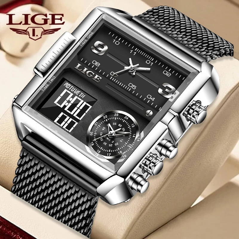 

LIGE Brand Men Sports Watches Fashion Chronos Countdown Waterproof LED Digital Watch Man Military Wrist Watch Relogio Masculino
