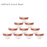 chinese style red retro relief gold bowl chaozhou fine bone china ceramic tableware bowl sets