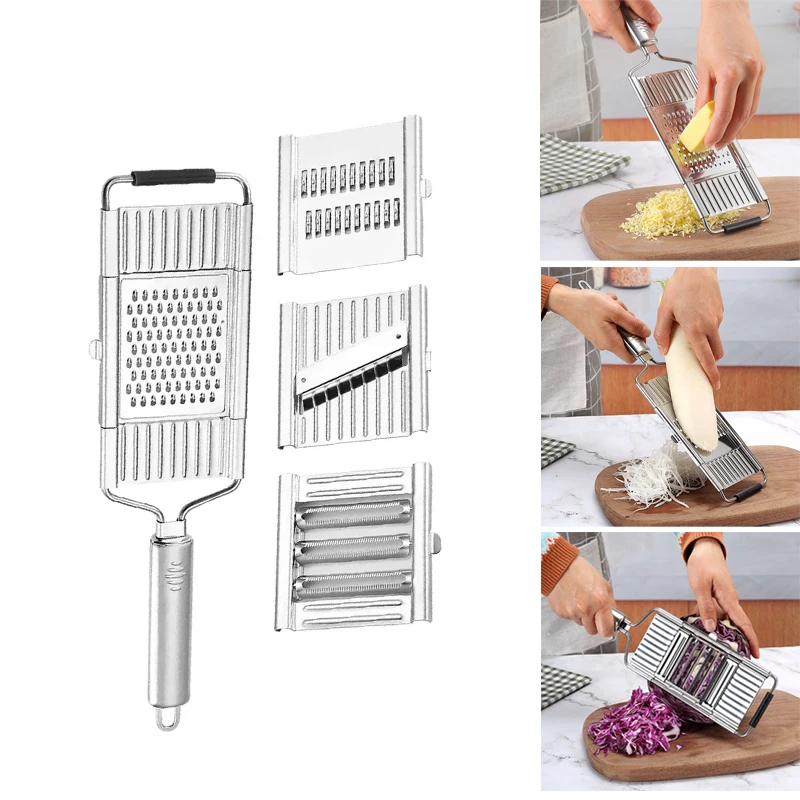

Multi-Purpose Vegetable Slicer Set Stainless Steel Cheese Grater & Vegetable Chopper Hand-held Shredder Cutter Grater Slicer
