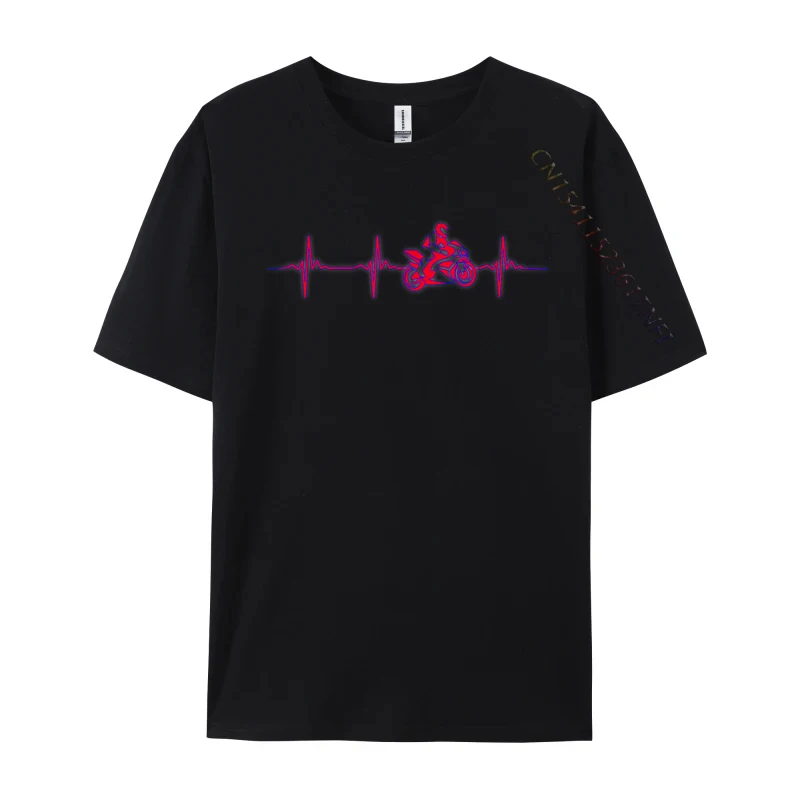 Motorcycle Heartbeat Company Male Tops Shirt Motorbike Pulse Men Top T-Shirts Premium Tees Crazy