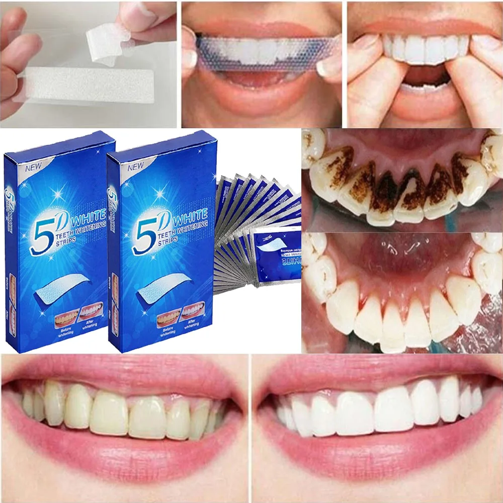 

5D Teeth Whitening Strips Dental Whiten Veneers Gel Clean Oral Hygiene Kit Remove Yellow Plaque Stains Tools Bleach Tooth Care