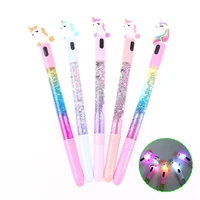 cartoon unicorn light pen 0 5mm gel pens cute glowing ballpoint pen student stationery 1 pcs
