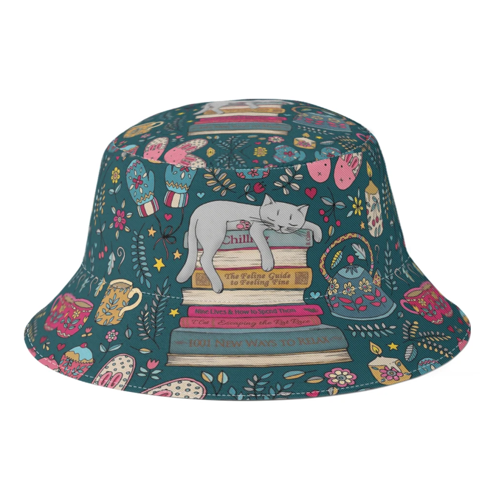 

New Unisex How to Hygge Like a Cat Bucket Hat Women Autumn Sunscreen Panama Gorros Men Outdoor Travel Fishing Hat Dropshipping