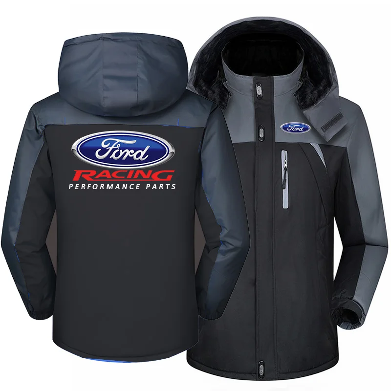 

Модная Новая зимняя мужская флисовая водонепроницаемая куртка с логотипом Ford Racing, утепленные толстовки на молнии, теплая Высококачественн...