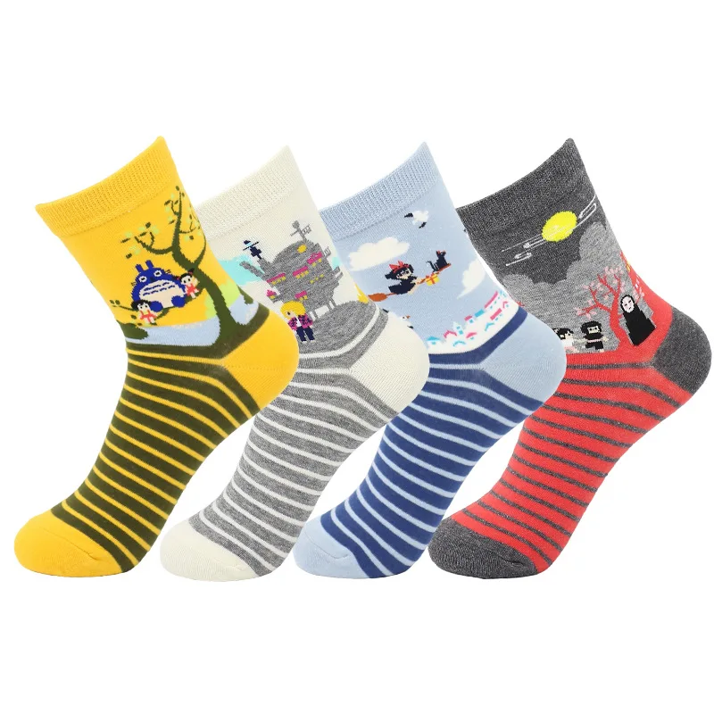 

Totoro/Spirited Away Cartoon Women's Socks Ladies Cute High Quality Classic Miyazaki Anime Casual Breathable Girl Stockings
