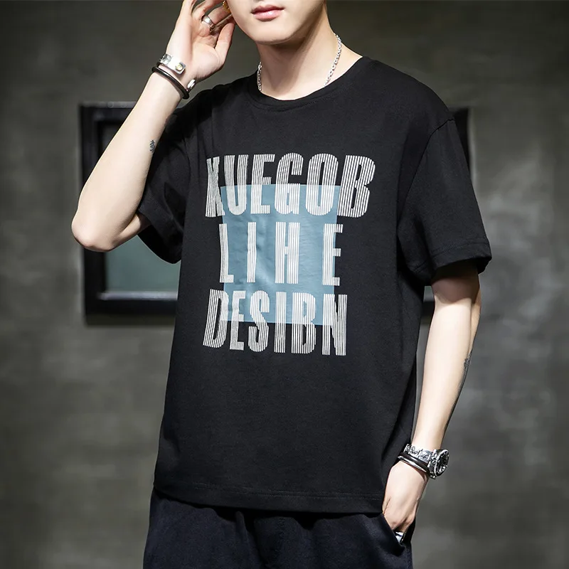 

NEW 2023HOT T-shirt men's summer 2021 new trendy brand trend cotton casual half-sleeved clothes loose Korean compassionate