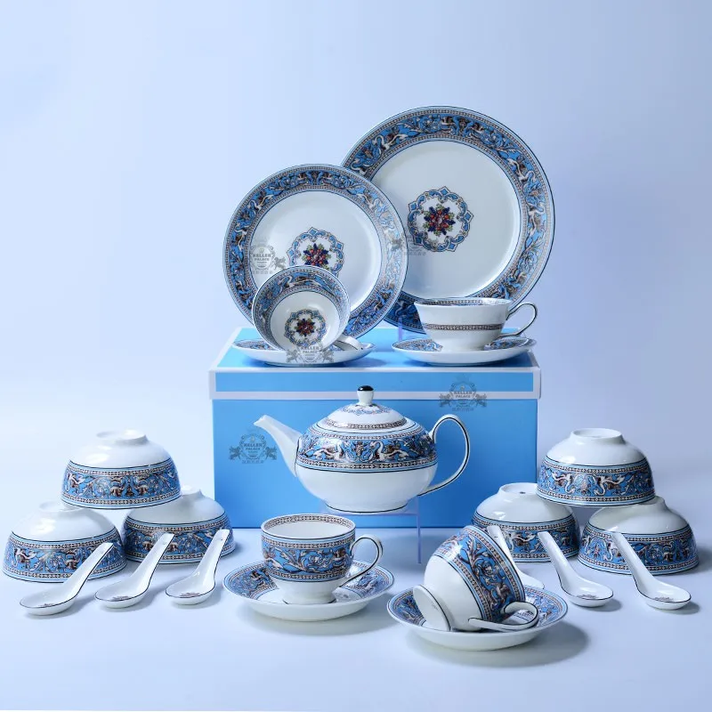 Европейский кофейный сервиз из костяного фарфора чайный шелковая дорога