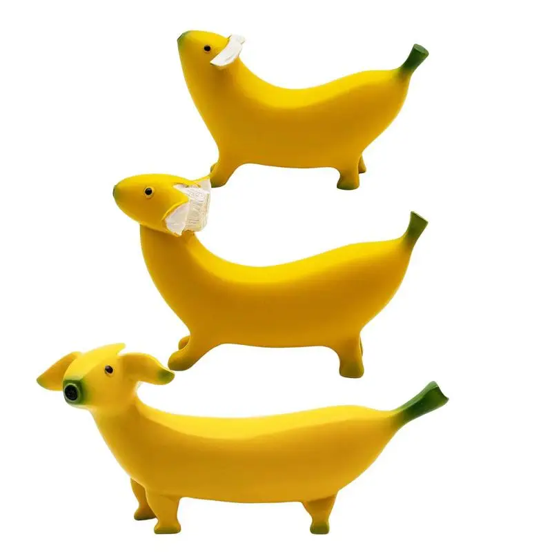 

Banana Dog Ornament Creative Resin Dog Figurines Decor Home Office Desktop Fun Ornament For Birthdays Housewarming Easter Holida