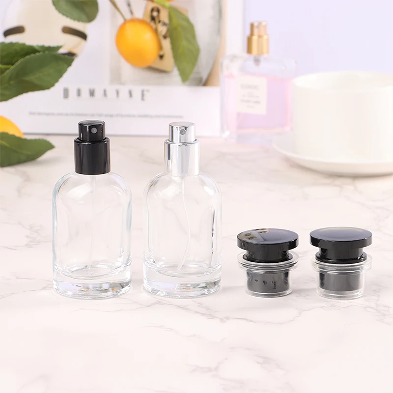 

1Pc 30ml Transparent Perfume Bottle Thick Glass Spray Bottle Square Empty Cosmetic Container for Travel