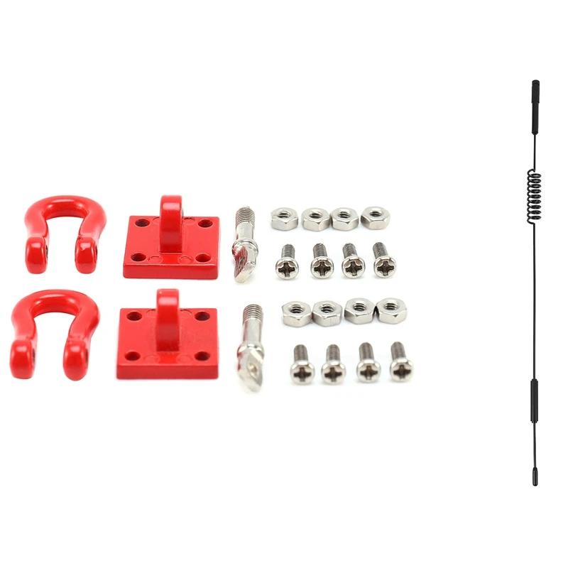 

Rc Crawler 160Mm Antenna With 2Pcs Metal Front Rear Bumper Rescue Trailer Hook And Mount Set,For 1:10 Rc Crawler Axial
