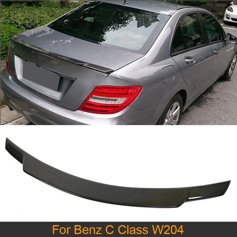 Фото Задний спойлер багажника из углеродного волокна, крыло для Mercedes Benz W204 C200 C250 C300 C350 C63 AMG Sedan, 4-дверный 2008-2013, задний спойлер автомобиля №1