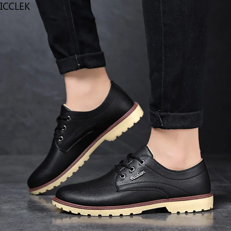 Four Seasons Breathable British Versatile Waterproof Leather Shoes Korean Fashion Anti-Slip Low-Top Shoes