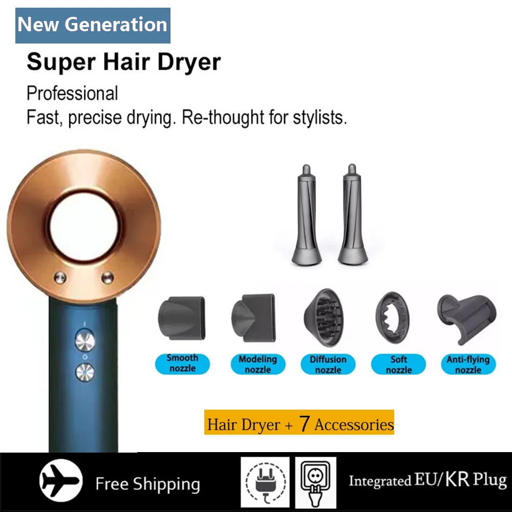 Super Hair Dryer Professinal 110v Leafless Quick Dry Dryer Hair 1600W Negative Ion High Speed Blow Dryer 220v Home Appliance enlarge