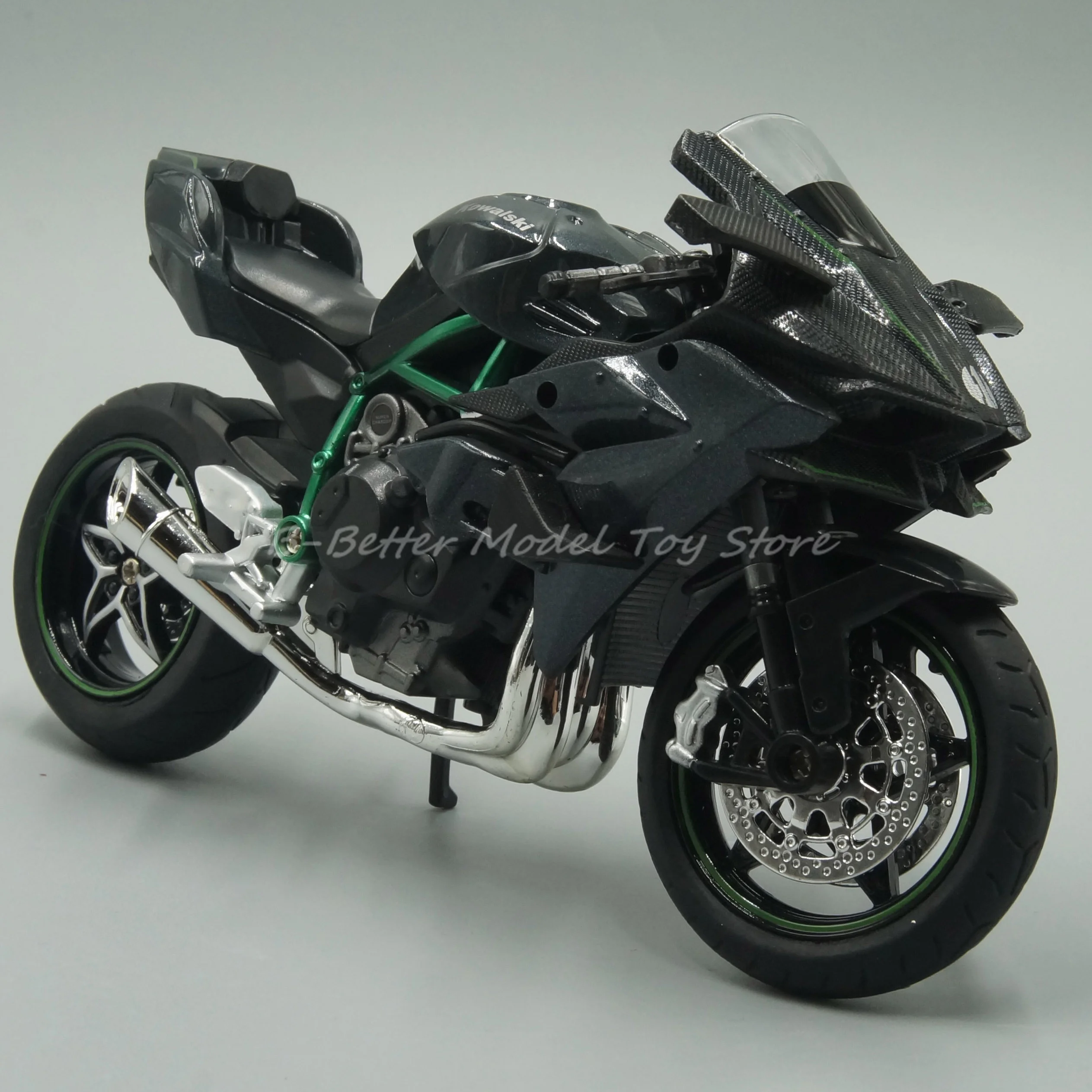

1:12 Diecast Motorcycle Model Toy Ninja H2 Sport Bike Miniature Replica with Sound & Light