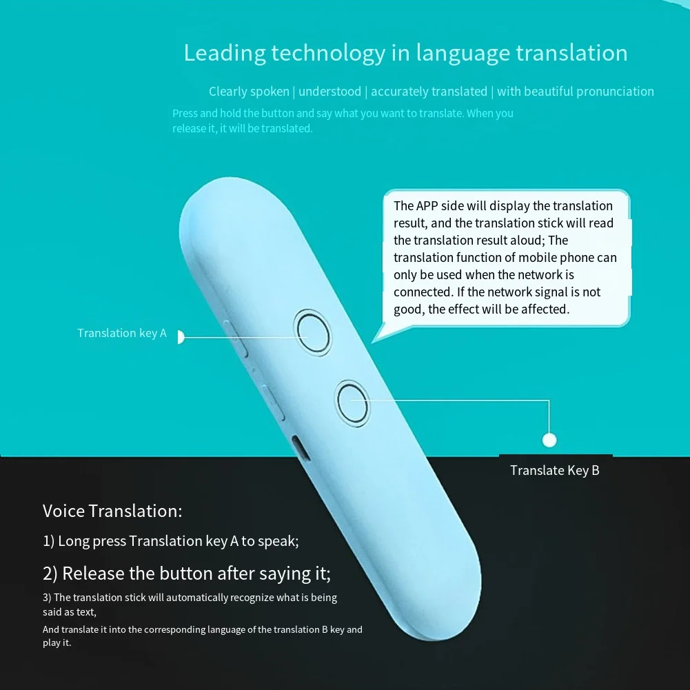 Портативный беспроводной интеллектуальный переводчик с 40-язычным двусторонним