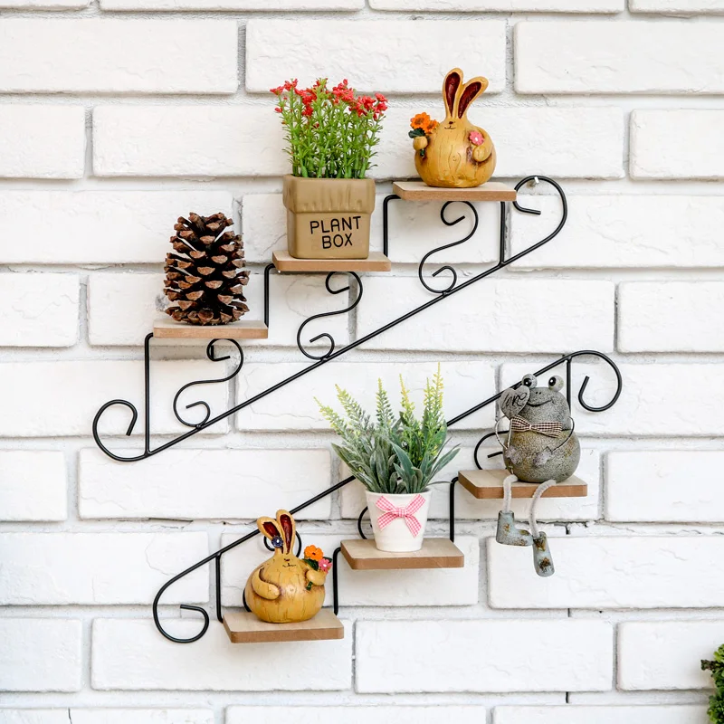 

American Rural Creative Stair Modeling Cafe Clothing Store Wall Decoration Flower Shelf Wall Hanging