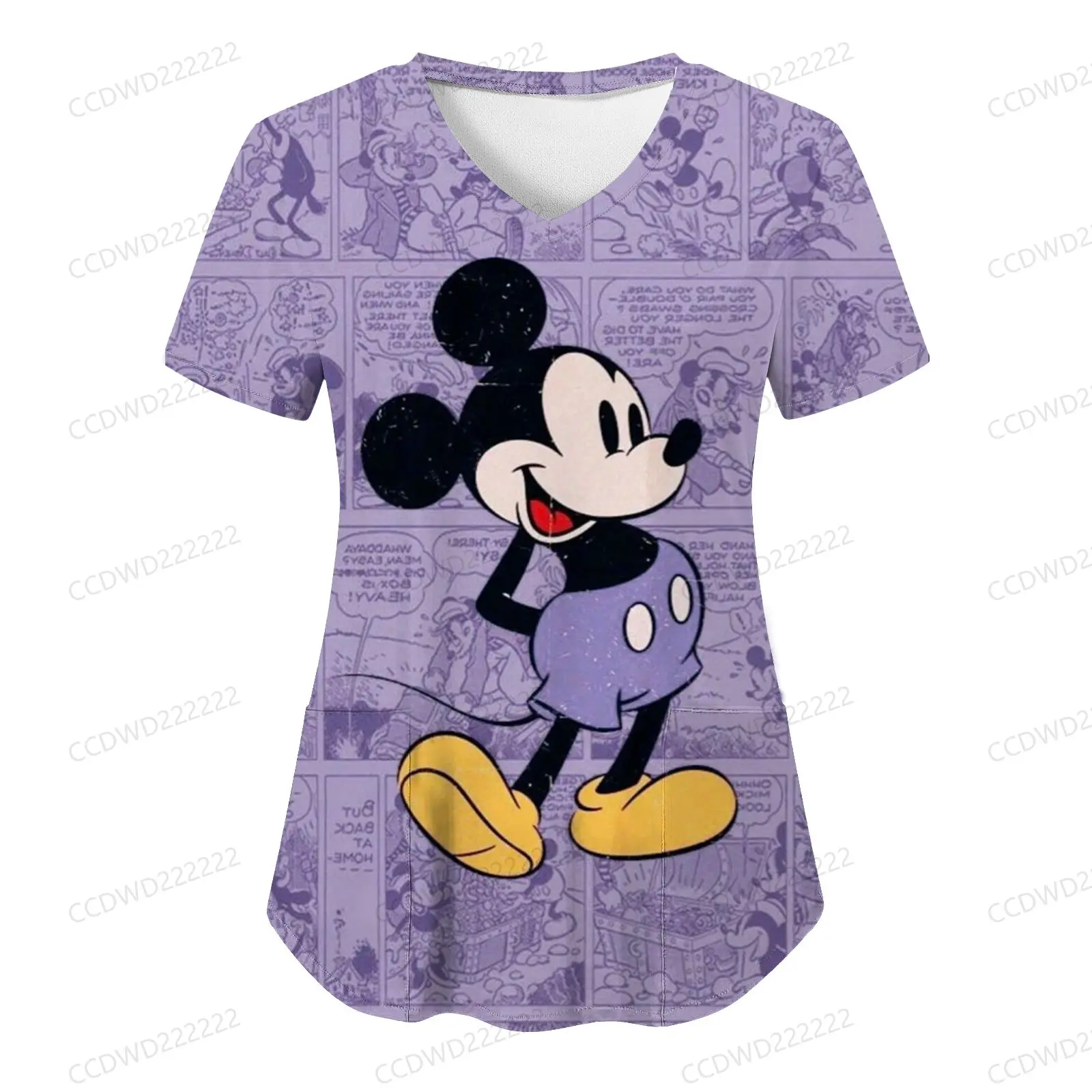 

Женская футболка с V-образным вырезом, с карманами