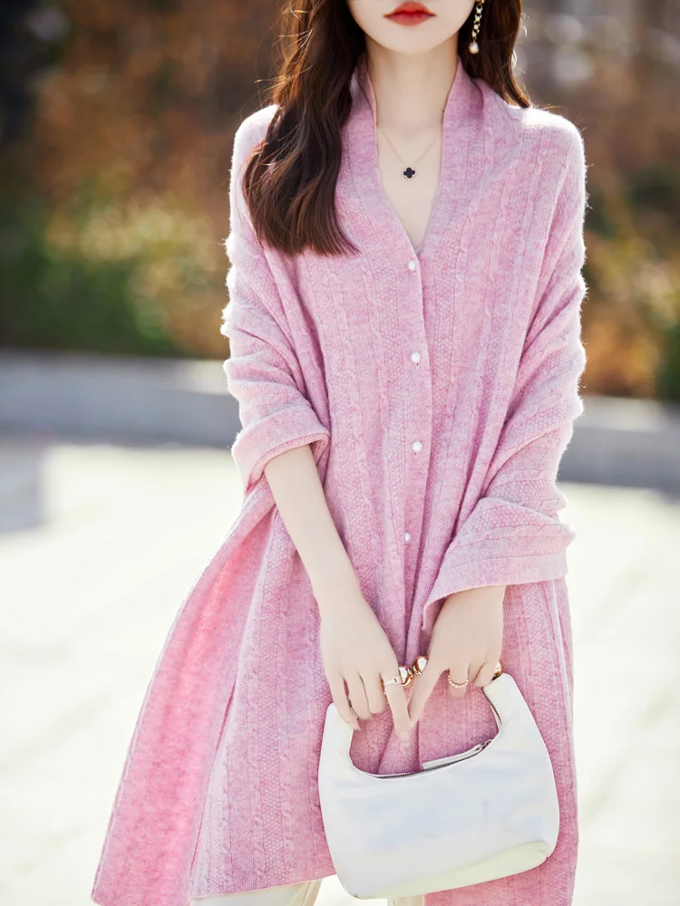 Женский кашемировый кардиган с запахом и шалью осень-зима базовый трикотаж из 100%