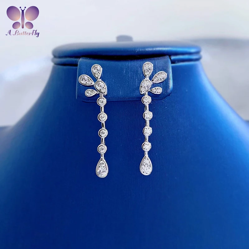 

AButterfly 100% S925 Sterling Silver Heron Feather Crown Earrings Fashion Wedding Fine Jewelry Ladies Holiday Gift Wholesale