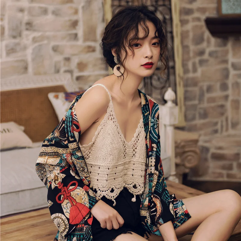 Универсальное свободное улучшенное кимоно в китайском стиле ретро кардиган