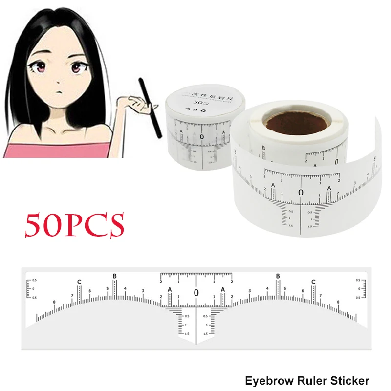 

50pcs Eyebrow Ruler Sticker Adhesive Eyebrow Microblading Ruler Guide Disposable Permanent Makeup Tattoo Eyebrow Rulers Sticker