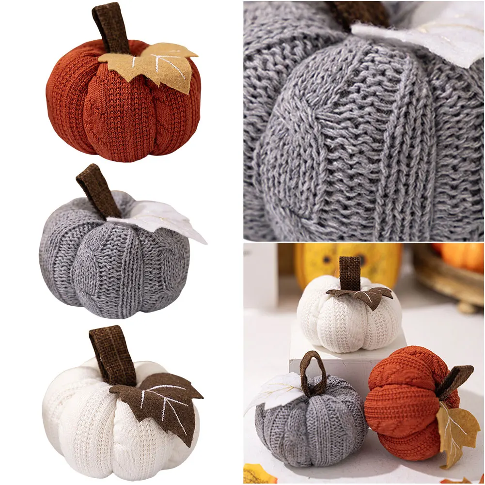 Вязаный орнамент в виде тыквы декоративный настольный декор многоразовые