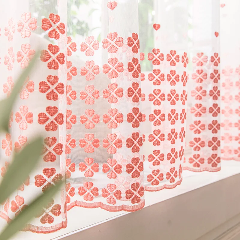 

Шторы для гостиной, столовой, спальни, Изысканные милые шторы для девочек и детей в стиле Ins, новые розовые вышитые окна с надписью Love