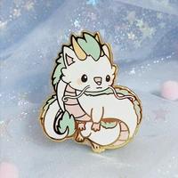 fantasy cartoon anime cute little white dragon enamel brooch fashion badge collar pin man woman backpack lapel brooch party gift
