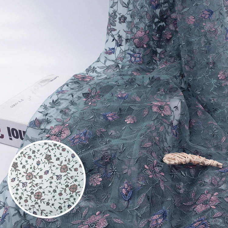 

Мягкая сетчатая кружевная ткань с цветочной вышивкой для свадебного вечернего платья, дизайнерская ткань «сделай сам» для юбки двора