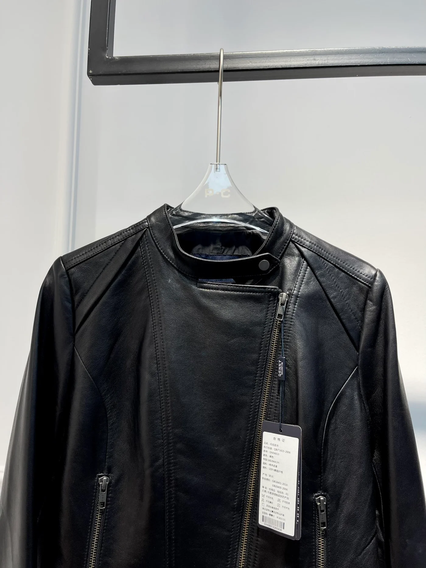 2022 Autumn Hot Sale Wool Genuine Leather Women Fashion Jacket Handsome Motorcycle Style Black Coat Irregular Zipper Design enlarge