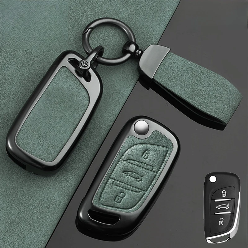 Кожаный чехол для автомобильного ключа из цинкового сплава Peugeot 207 307 308 807 3008 5008