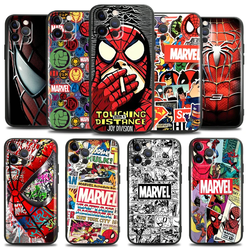 

Marvel Avengers For Apple iPhone 13 12 11 Pro Mini X XR XS Max SE 6 6S 7 8 Plus Phone Case Back Black Coque Carcasa Funda