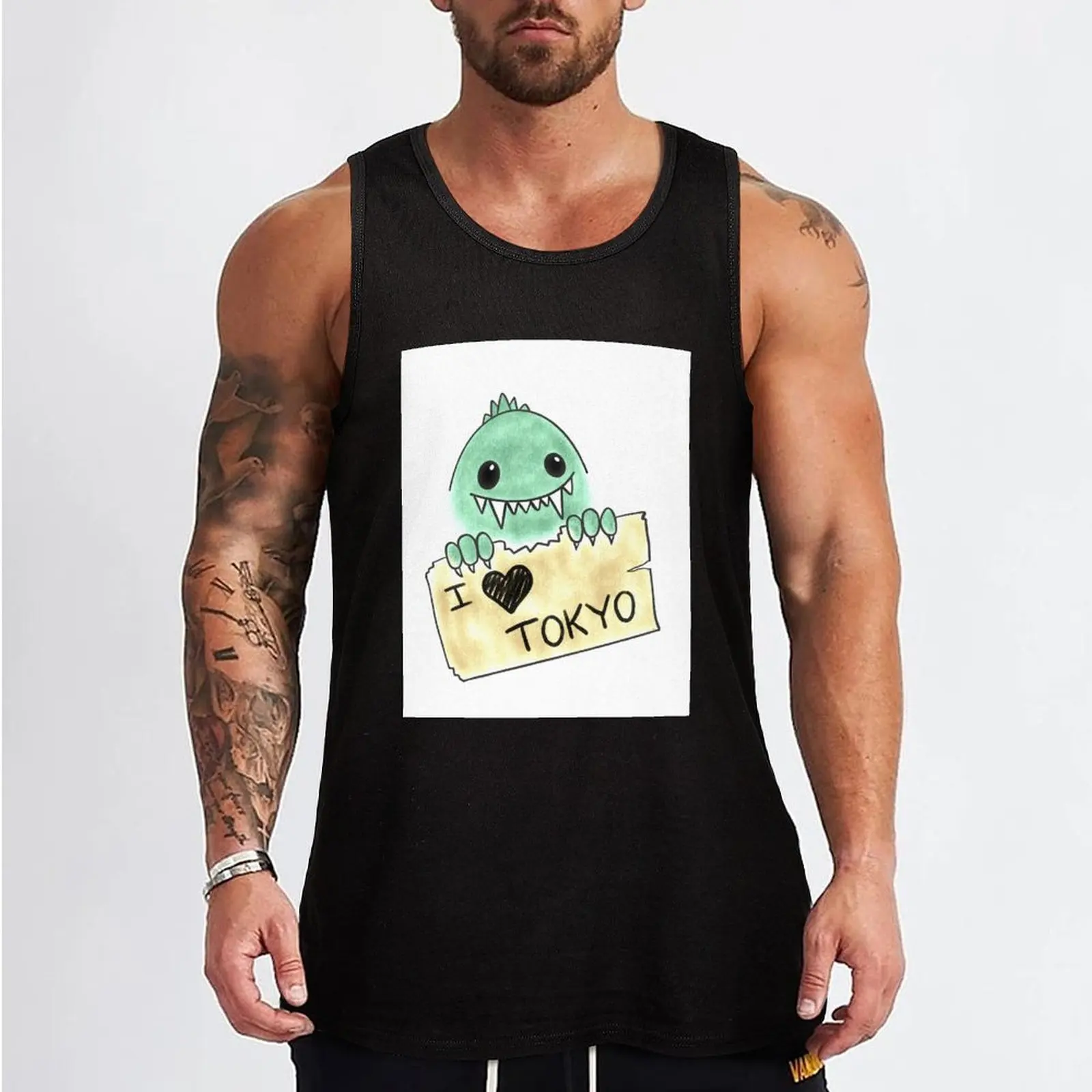 Gojira Loves Tokyo майка одежда для бодибилдинга мужской топ в стиле аниме спортивный