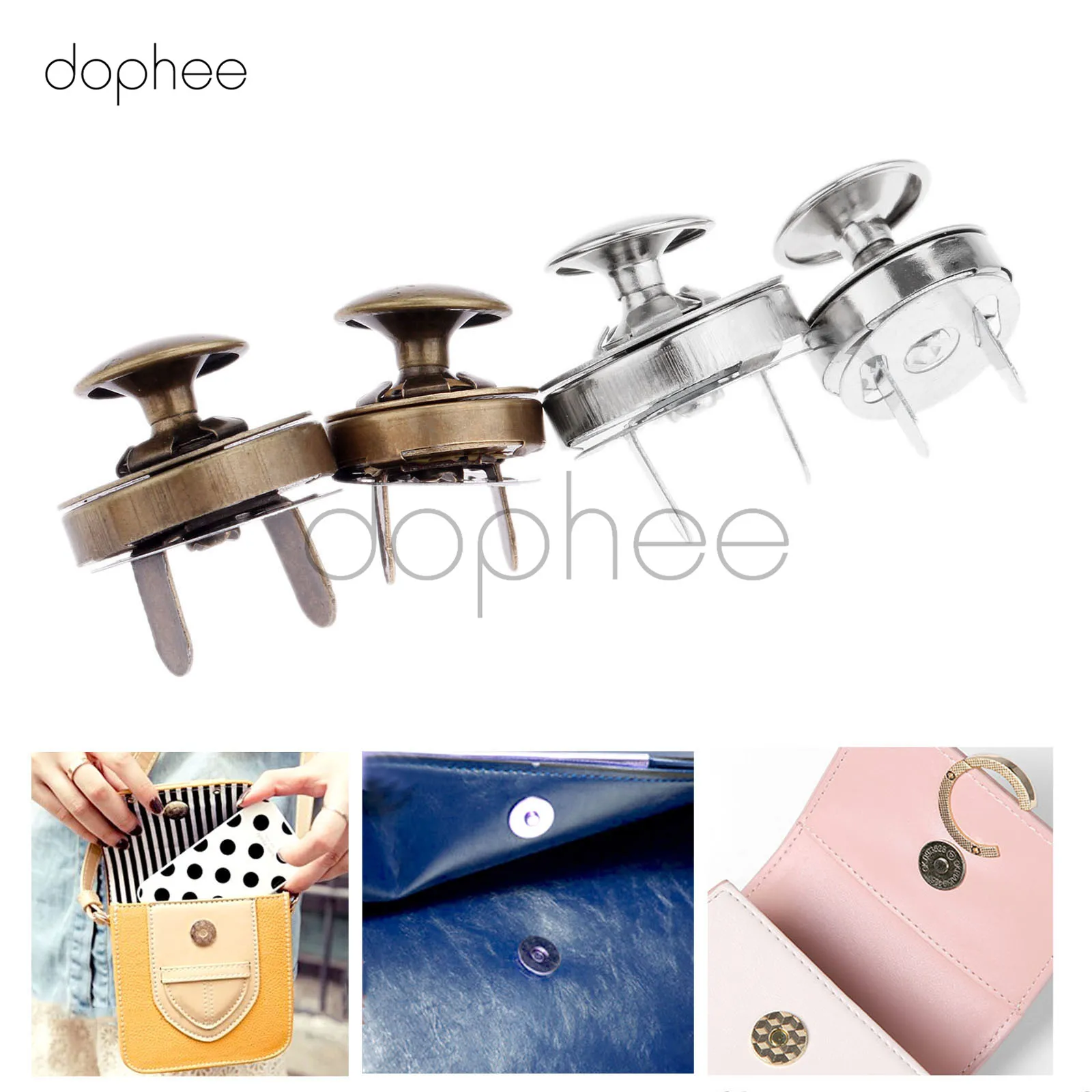 

dophee 10pcs 14/18mm Magnetic Snap Rivets Stud Closure Clasp Buttons Fastener 2 Colors For DIY Lady Wallet Bags Clothes