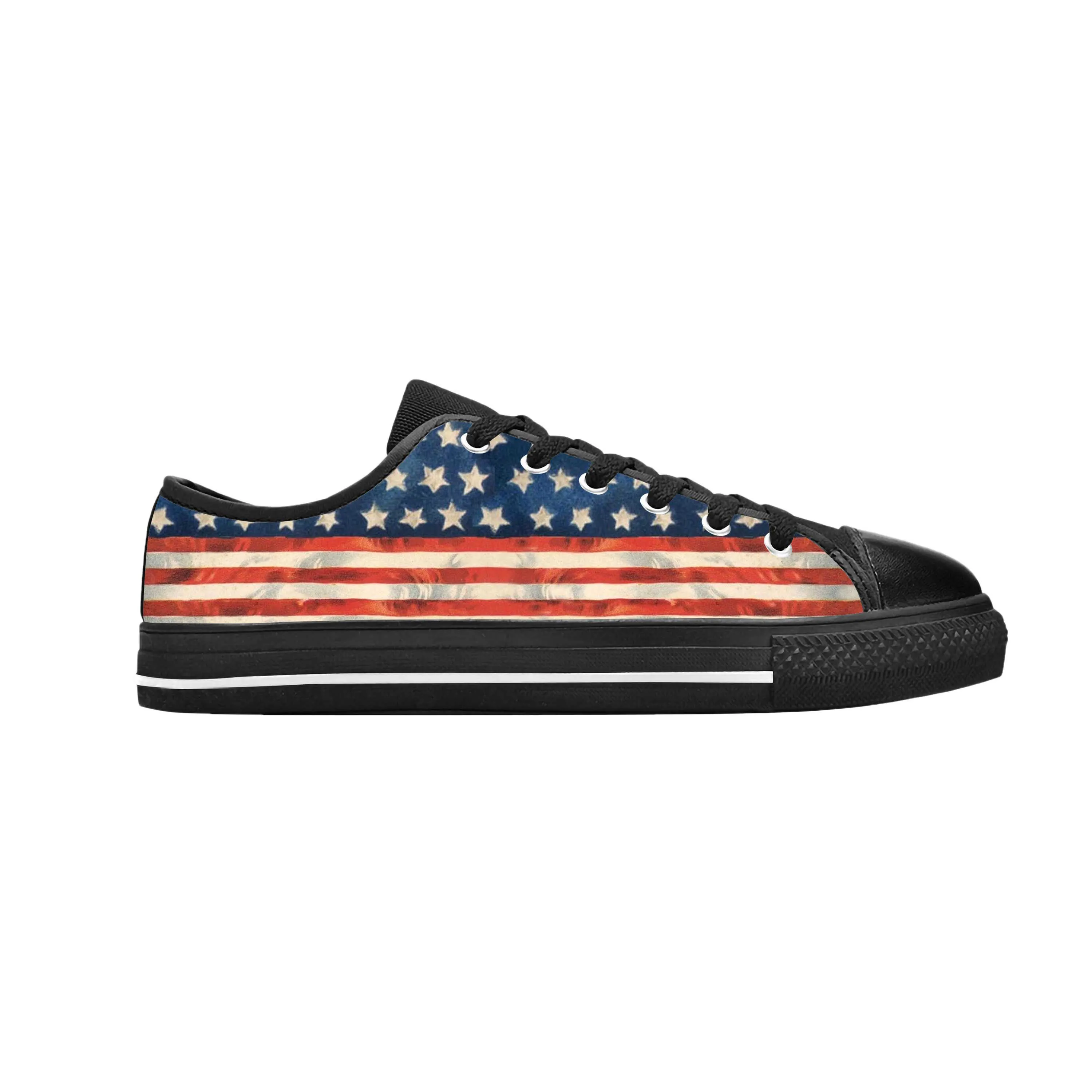 

United States USA American Flag Stars Stripes Cool Casual Cloth Shoes Low Top Comfortable Breathable 3D Print Men Women Sneakers