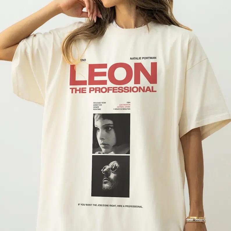 Leon профессиональная футболка винтаж классическое кино Тяжелая выцветающая