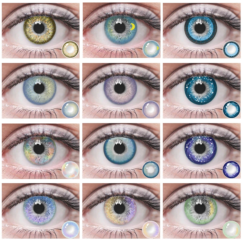 2pcs coloured contact lenses with graduated for eyes change color beautiful pupil colored contacts cosmetic green and blue lens free global shipping