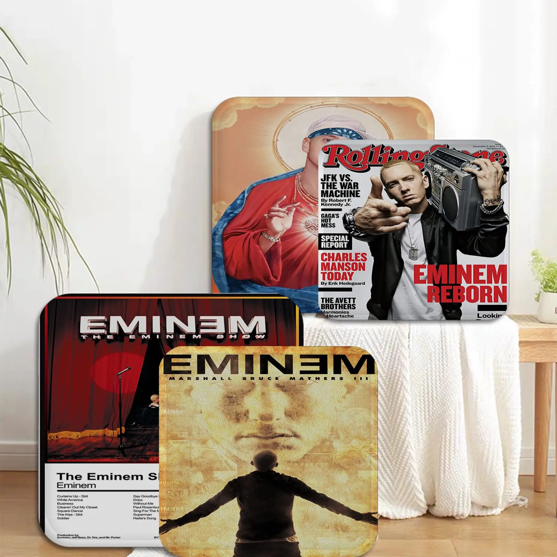

The Famous American Rapper Eminem Art Square Plush Cushion Home Back Cushion Soft Comfortable 50x50cm Cushion Pads