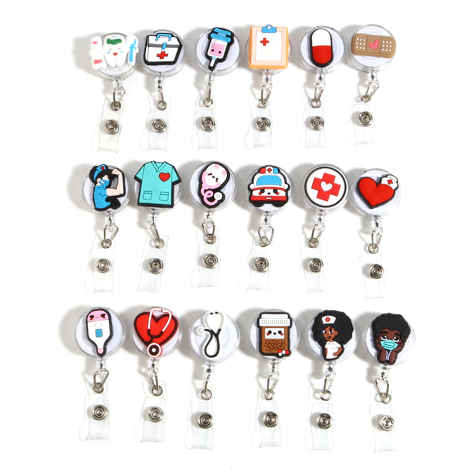 Retractable Badge Reel Medical Worker Staff Work Card Clip Doctor Nurse ID Name Card Holder Display Tag ECG Echometer Accessorie